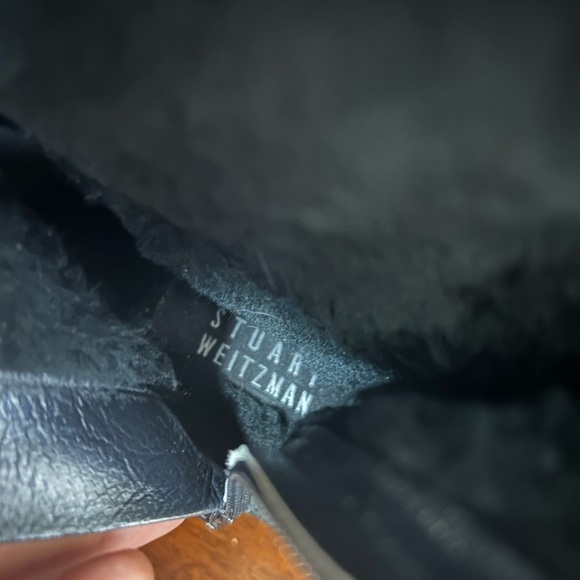 STUART WEITZMAN BLACK CHUNKY Y2K Sherpa Made in Spain Minimalist Black Booties 6 - Picture 12 of 13